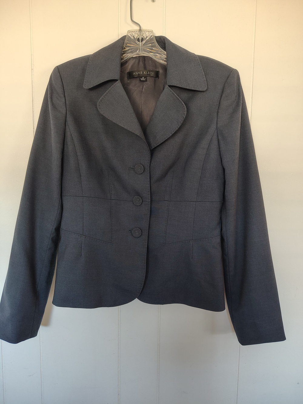 Anne Klein Charcoal Gray Three-Button Women's Blazer Size 4.